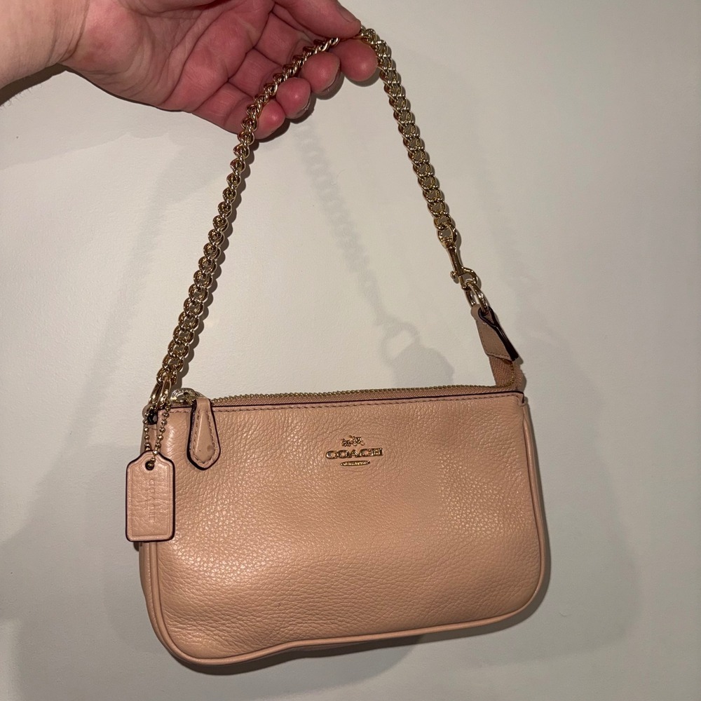 Coach Nolita 19 Blush Pink Pebbled Leather Chain Shoulder Bag Clutch F53340